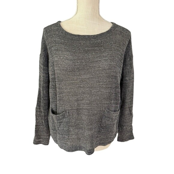 EILEEN FISHER‎ Gray Melange Cotton Mesh Bateau Neck Box Top Size XS - Picture 1 of 7